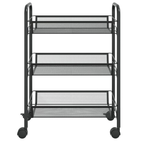 vidaXL Keukentrolley 3-laags 46x26x64 cm ijzer zwart afbeelding3 - 1