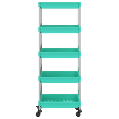 vidaXL Keukentrolley 5-laags 42x29x128 cm ijzer en ABS turquoise afbeelding3 - 1