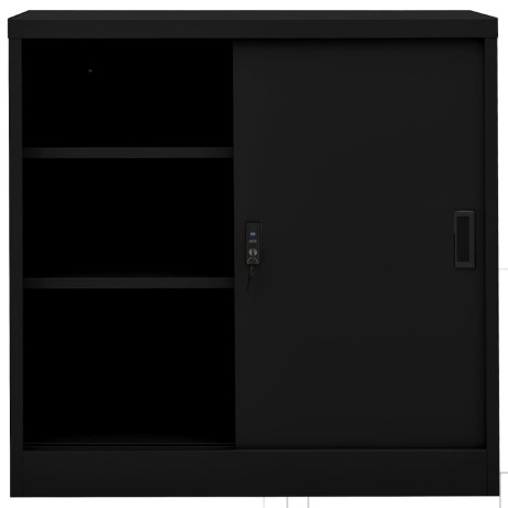 vidaXL Kantoorkast met schuifdeuren 90x40x90 cm staal zwart afbeelding3 - 1