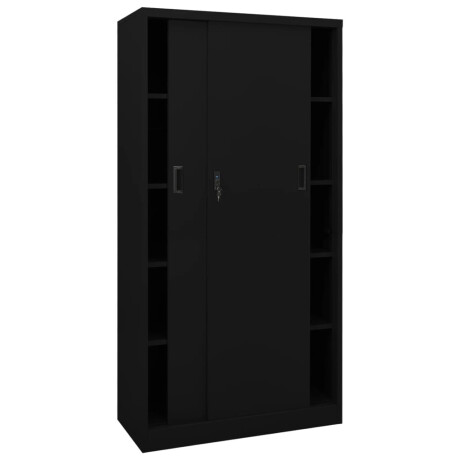 vidaXL Kantoorkast met schuifdeuren 90x40x180 cm staal zwart afbeelding3 - 1