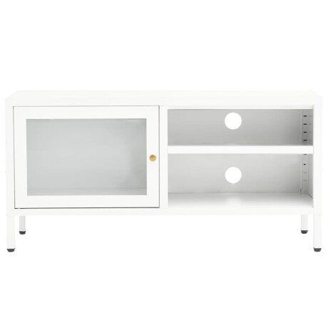 vidaXL Tv-meubel 90x30x44 cm staal en glas wit afbeelding3 - 1