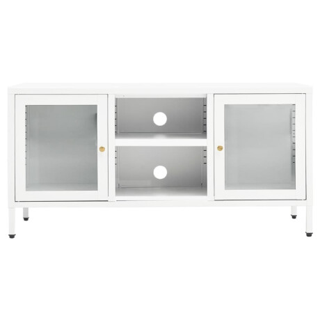 vidaXL Tv-meubel 105x35x52 cm staal en glas wit afbeelding3 - 1