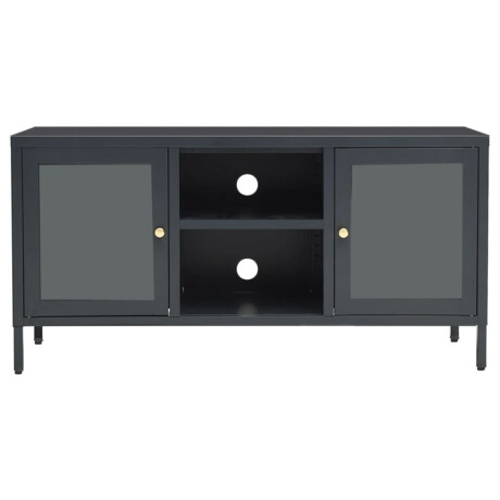 vidaXL Tv-meubel 105x35x52 cm staal en glas antracietkleurig afbeelding3 - 1