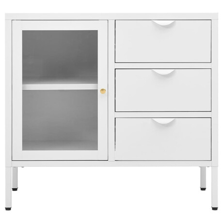 vidaXL Dressoir 75x35x70 cm staal en gehard glas wit afbeelding3 - 1