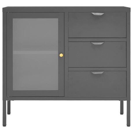vidaXL Dressoir 75x35x70 cm staal en gehard glas antracietkleurig afbeelding3 - 1