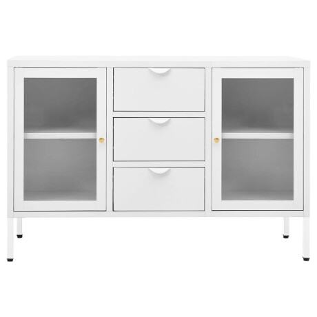 vidaXL Dressoir 105x35x70 cm staal en gehard glas wit afbeelding3 - 1