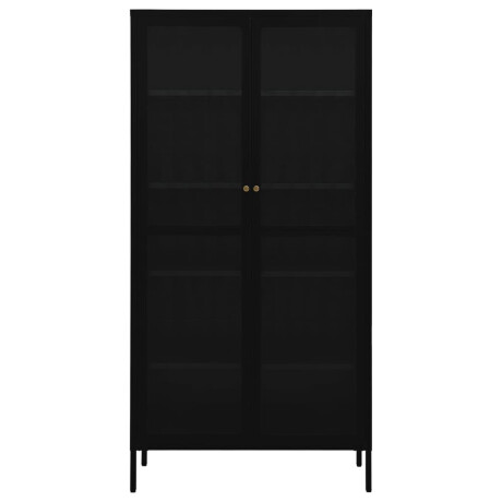 vidaXL Vitrinekast 90x40x180 cm staal en gehard glas zwart afbeelding3 - 1