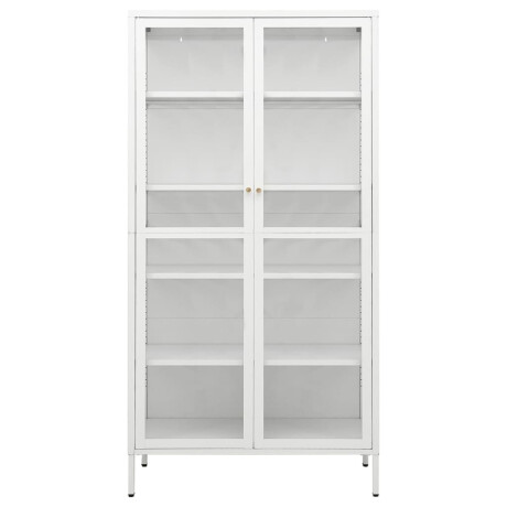 vidaXL Vitrinekast 90x40x180 cm staal en gehard glas wit afbeelding3 - 1
