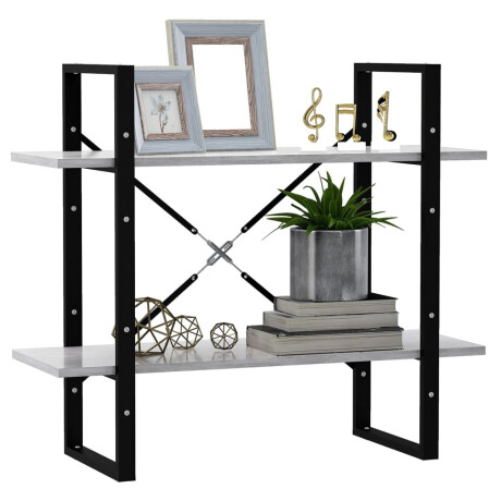 vidaXL Boekenkast met 2 schappen 80x30x70 cm spaanplaat betongrijs afbeelding3 - 1