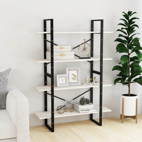 vidaXL Boekenkast met 4 schappen 100x30x140 cm massief grenenhout wit afbeelding3 - 1