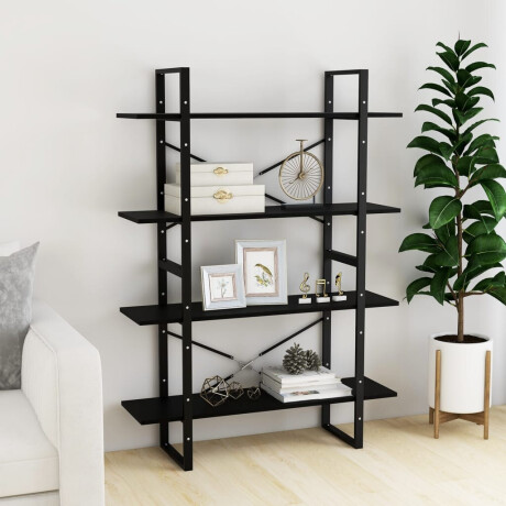 vidaXL Boekenkast met 4 schappen 100x30x140 cm grenenhout zwart afbeelding3 - 1