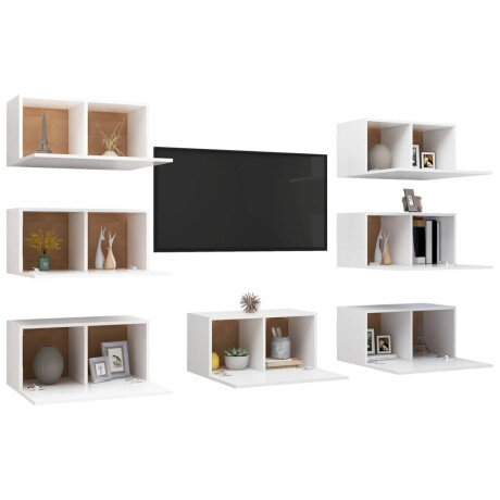 vidaXL Tv-meubelen 7 st 30,5x30x60 cm bewerkt hout wit afbeelding3 - 1