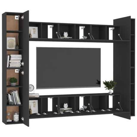 vidaXL 10-delige Tv-meubelset spaanplaat zwart afbeelding3 - 1