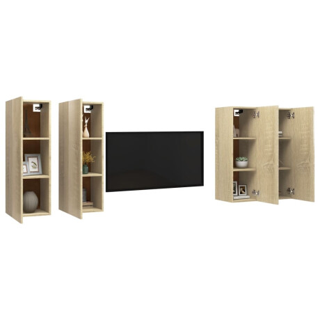 vidaXL Tv-meubelen 4 st 30,5x30x90 cm bewerkt hout sonoma eikenkleurig afbeelding3 - 1
