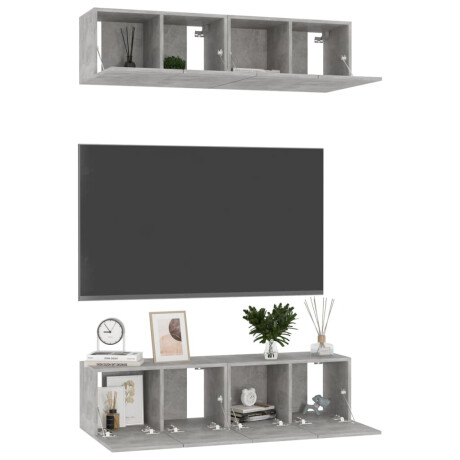 vidaXL Tv-meubelen 4 st 60x30x30 cm bewerkt hout betongrijs afbeelding3 - 1