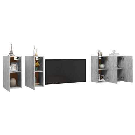 vidaXL Tv-meubelen 4 st 30,5x30x60 cm bewerkt hout betongrijs afbeelding3 - 1