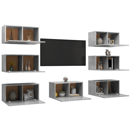 vidaXL Tv-meubelen 7 st 30,5x30x60 cm bewerkt hout betongrijs afbeelding3 - 1