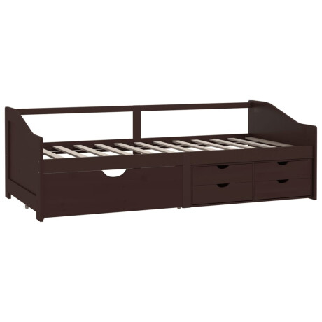 vidaXL Bedbank 3-zits met lades grenenhout donkerbruin 90x200 cm afbeelding3 - 1