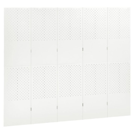 vidaXL Kamerscherm met 5 panelen 200x180 cm staal wit afbeelding3 - 1