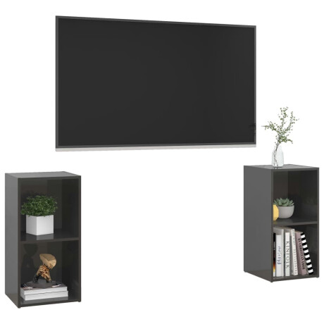vidaXL Tv-meubelen 2 st 72x35x36,5 cm bewerkt houthoogglans grijs afbeelding3 - 1