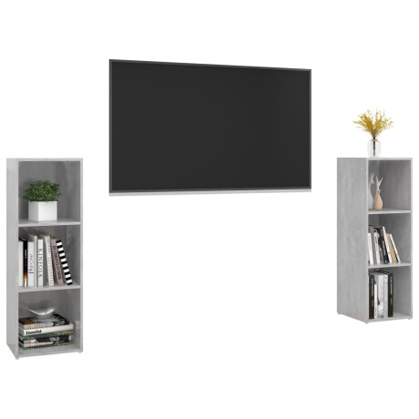 vidaXL Tv-meubelen 2 st 107x35x37 cm bewerkt houtbetongrijs afbeelding3 - 1