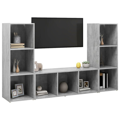 vidaXL Tv-meubelen 3 st 107x35x37 cm bewerkt hout betongrij afbeelding3 - 1