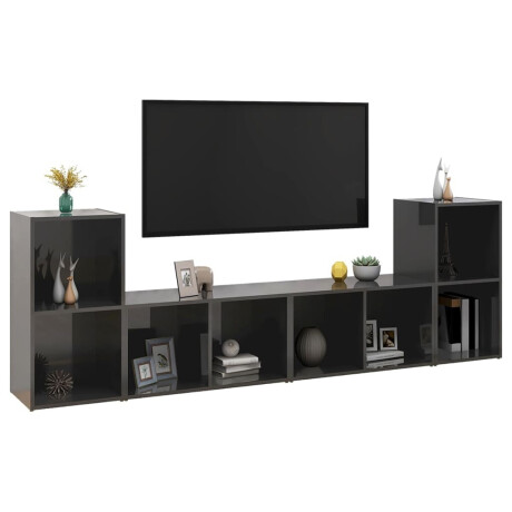 vidaXL Tv-meubelen 4 st 72x35x36,5 cm bewerkt hout hoogglans grijs afbeelding3 - 1