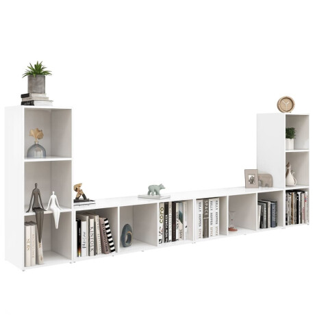 vidaXL Tv-meubelen 4 st 107x35x37 cm bewerkt hout wit afbeelding3 - 1