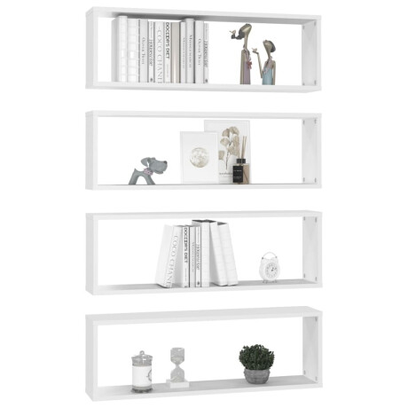 vidaXL Wandschappen kubus 4 st 80x15x26,5 cm bewerkt hout wit afbeelding3 - 1