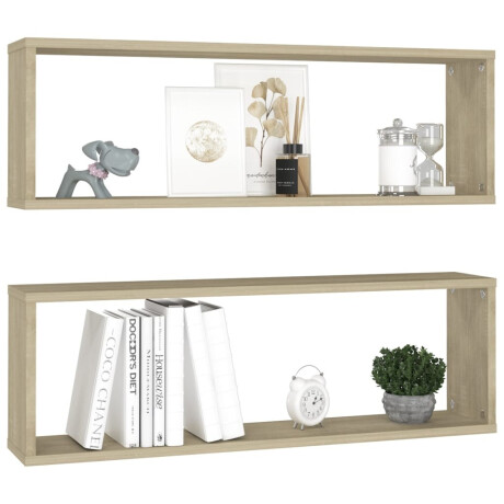 vidaXL Wandschappen kubus 2 st 80x15x26,5 cm bewerkt hout sonoma eiken afbeelding3 - 1