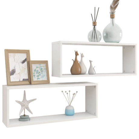 vidaXL Wandschappen kubus 2 st 60x15x23 cm bewerkt hout wit afbeelding3 - 1