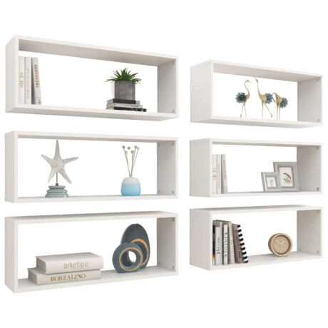 vidaXL Wandschappen kubus 6 st 60x15x23 cm spaanplaat wit afbeelding3 - 1