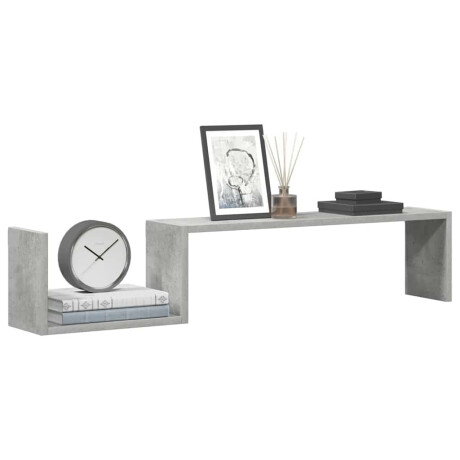 vidaXL Wandschappen 2 st 100x15x20 cm bewerkt hout betongrijs afbeelding3 - 1