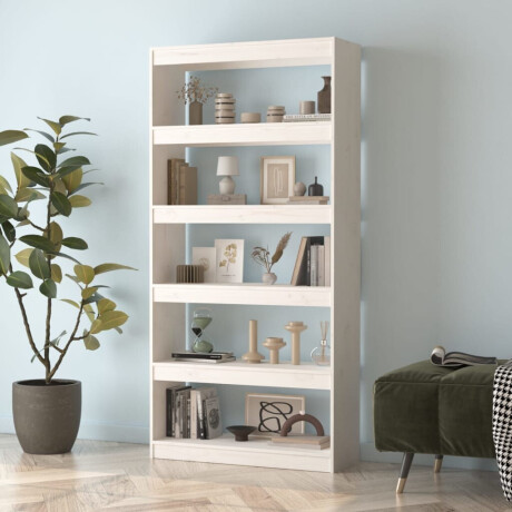 vidaXL Boekenkast/kamerscherm 80x30x167,4 cm massief grenenhout wit afbeelding3 - 1
