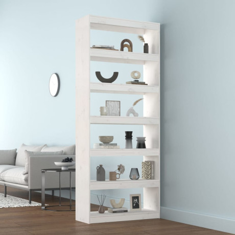 vidaXL Boekenkast/kamerscherm 80x30x199,5 cm massief grenenhout wit afbeelding3 - 1