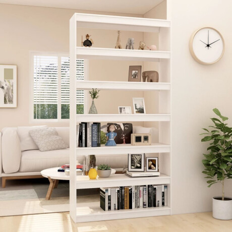 vidaXL Boekenkast/kamerscherm 100x30x200 cm massief grenenhout wit afbeelding3 - 1