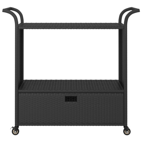 vidaXL Serveerwagen met lade 100x45x97 cm poly rattan zwart afbeelding3 - 1