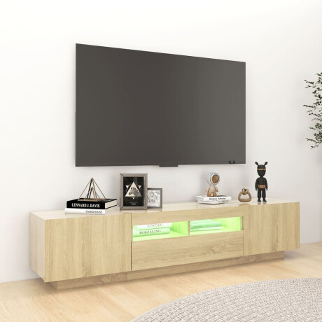 vidaXL Tv-meubel met LED-verlichting 180x35x40 cm sonoma eikenkleurig afbeelding3 - 1