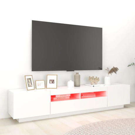 vidaXL Tv-meubel met LED-verlichting 200x35x40 cm wit afbeelding3 - 1