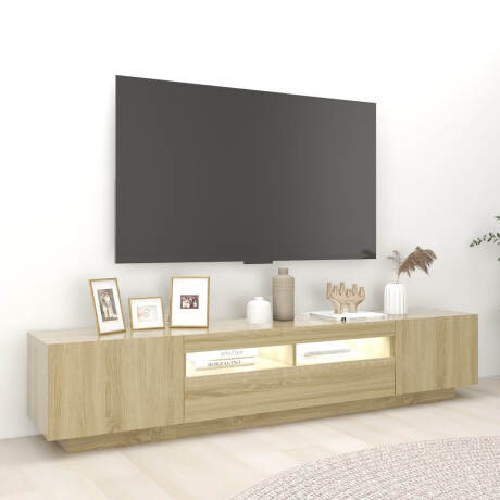 vidaXL Tv-meubel met LED-verlichting 200x35x40 cm sonoma eikenkleurig afbeelding3 - 1