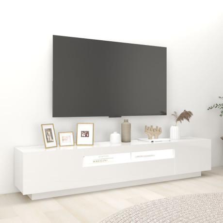 vidaXL Tv-meubel met LED-verlichting 200x35x40 cm hoogglans wit afbeelding3 - 1
