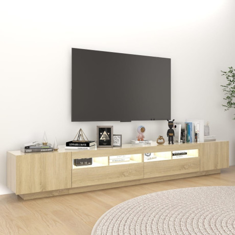 vidaXL Tv-meubel met LED-verlichting 260x35x40 cm sonoma eikenkleurig afbeelding3 - 1