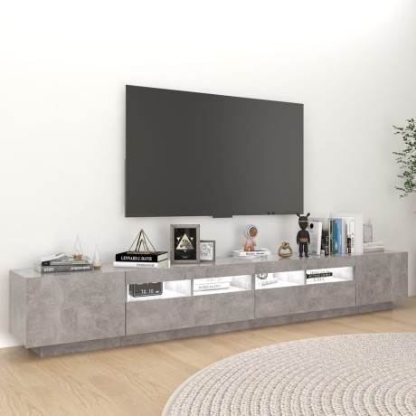 vidaXL Tv-meubel met LED-verlichting 260x35x40 cm betongrijs afbeelding3 - 1