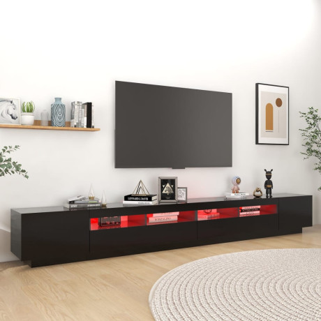 vidaXL Tv-meubel met LED-verlichting 300x35x40 cm zwart afbeelding3 - 1