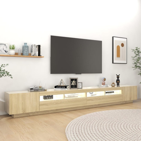 vidaXL Tv-meubel met LED-verlichting 300x35x40 cm sonoma eikenkleurig afbeelding3 - 1