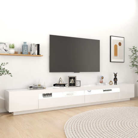 vidaXL Tv-meubel met LED-verlichting 300x35x40 cm hoogglans wit afbeelding3 - 1