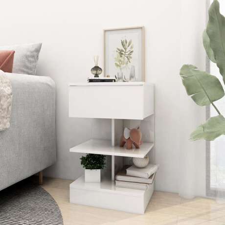 vidaXL Nachtkastjes 2 st 40x35x65 cm spaanplaat hoogglans wit afbeelding3 - 1
