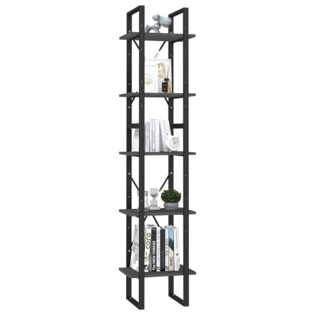 vidaXL Boekenkast met 5 schappen 40x30x175 cm massief grenenhout grijs afbeelding3 - 1