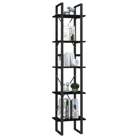 vidaXL Boekenkast met 5 schappen 40x30x175 cm massief grenenhout zwart afbeelding3 - 1