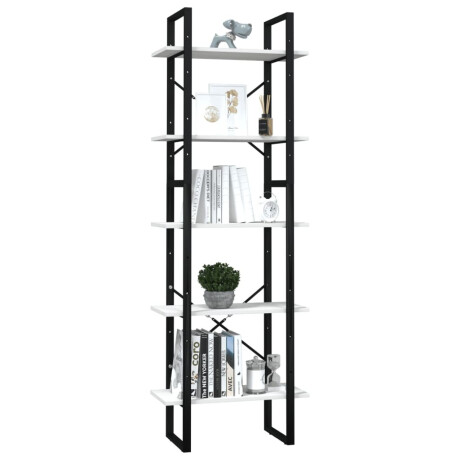 vidaXL Boekenkast met 5 schappen 60x30x175 cm massief grenenhout wit afbeelding3 - 1